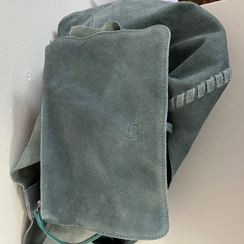 Haute Hippie Teal Suede Hobo Shoulder Bag - Picture 4 of 7